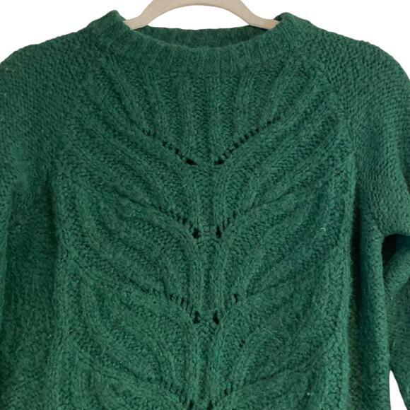 Mia Mai Green Open Knit Cable Knit Chunky Sweater Size Small Fall Academia - Picture 5 of 16